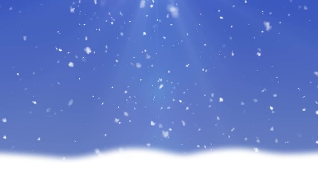 falling snowflakes on sky blue background