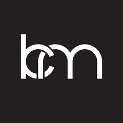 Initial lowercase letter km, overlapping circle interlock logo, white color on black background