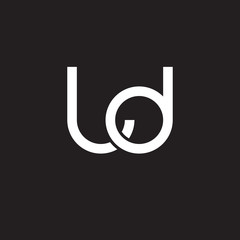 Initial lowercase letter ld, overlapping circle interlock logo, white color on black background - obrazy, fototapety, plakaty