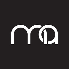 Initial lowercase letter ma, overlapping circle interlock logo, white color on black background
