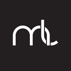 Initial lowercase letter ml, overlapping circle interlock logo, white color on black background