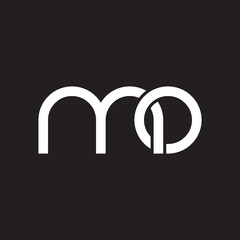 Initial lowercase letter mo, overlapping circle interlock logo, white color on black background