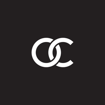 Initial lowercase letter oc, overlapping circle interlock logo, white color on black background