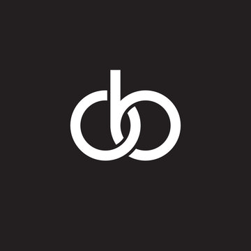 Initial lowercase letter ob, overlapping circle interlock logo, white color on black background