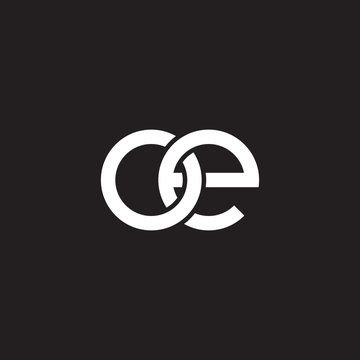 Initial lowercase letter oe, overlapping circle interlock logo, white color on black background