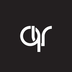 Initial lowercase letter qv, overlapping circle interlock logo, white color on black background