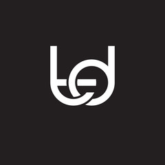 Initial lowercase letter td, overlapping circle interlock logo, white color on black background
