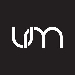 Initial lowercase letter um, overlapping circle interlock logo, white color on black background © ariefpro