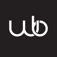 Initial lowercase letter wb, overlapping circle interlock logo, white color on black background