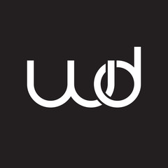 Initial lowercase letter wd, overlapping circle interlock logo, white color on black background