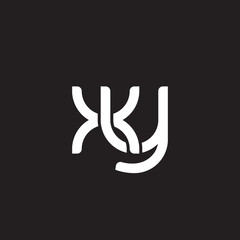 Initial lowercase letter xy, overlapping circle interlock logo, white color on black background