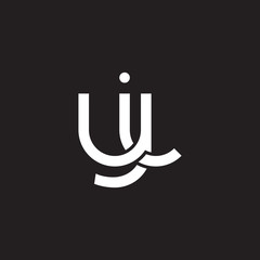 Initial lowercase letter yi, overlapping circle interlock logo, white color on black background