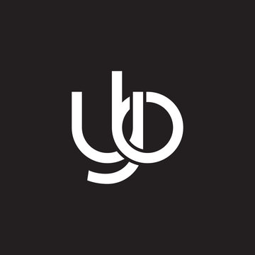 Initial lowercase letter yb, overlapping circle interlock logo, white color on black background
