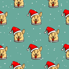 Seamless Pattern Smiling Dog