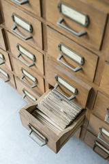 Old wooden drawers in archive