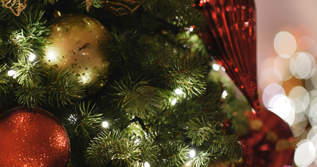 Obraz na płótnie Canvas Christmas Ornaments on a Tree