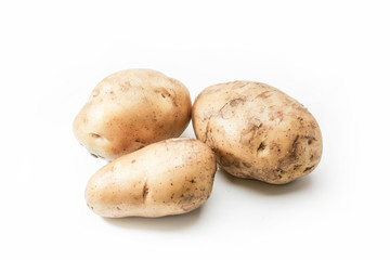 young potatoes on white background