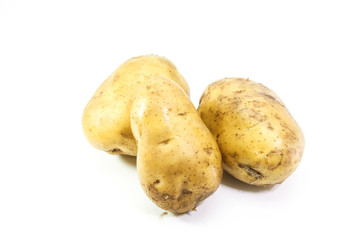 young potatoes on white background