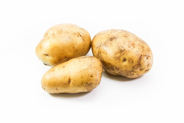 young potatoes on white background