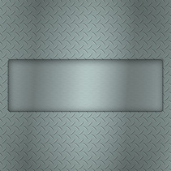 Metal background of tread plate texture with gap and steel textured plate for your text.