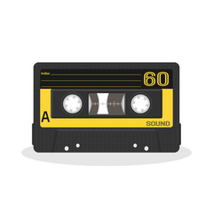 Retro audio cassette design. Old record player tape isolated on a white background.