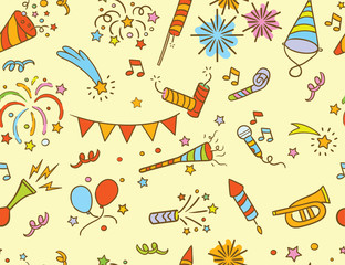 Handdrawn Party & Celebration doodle pattern