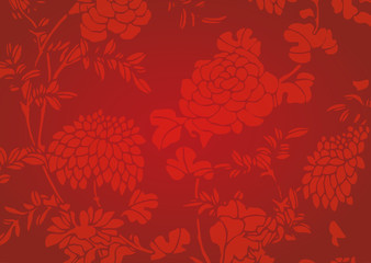Traditional red gradient Asian flower textured background