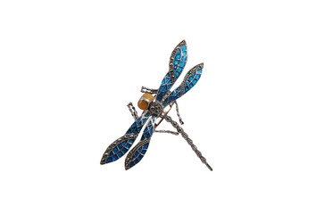 dragonfly pendant on white isolated background