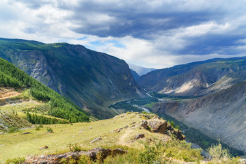Naklejka na ściany i meble Valley of Chulyshman river. Altai Republic. Russia