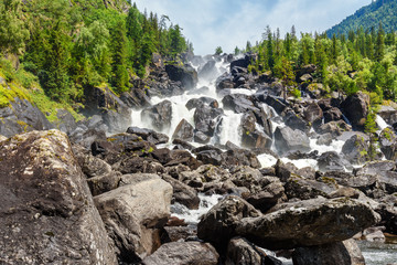 Waterfall Uchar. Altai Republic. Russia