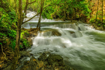 Huai-mae-kha-min waterfall, Beautiful waterwall in nationalpark of Kanchanaburi province, ThaiLand.