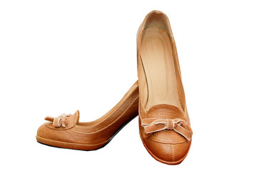 brown women's shoes isolate on white