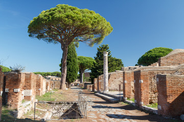 Fototapeta na wymiar Ruins of the ancient Roman town Ostia Antica, Italy