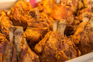 Close up, Group of Deep fried German Pork Hocks.
