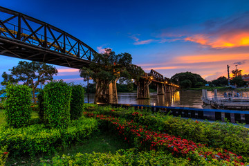 River Kwai railway bridge, The bridge of history world war 2 in Kanchanaburi province, Thailand.