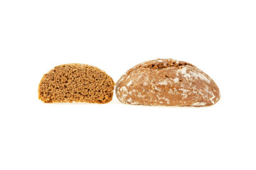 chocolate gingerbread with glaze isolated on white background
