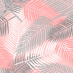 Tropical summer palm leaves background. Floral seamless pattern. Vector illustration