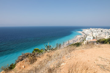coastal landscape  on the way to the Acropolis of Rhodes, Greece