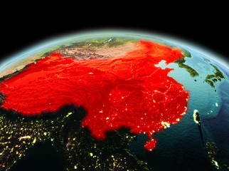 China on planet Earth in space