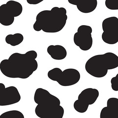 Cow pattern abstract background. Seamless pattern black and white cow skin. Vector illustration for design.