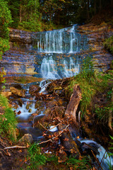 Waterfall Fall Michigan Water Rocks Rock Wall