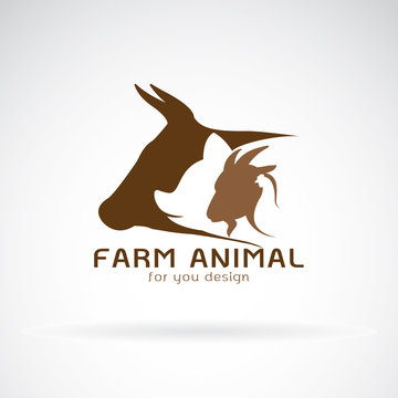 Vector group of animal farm label. Cow,pig,chicken,goat. Icon Animal.