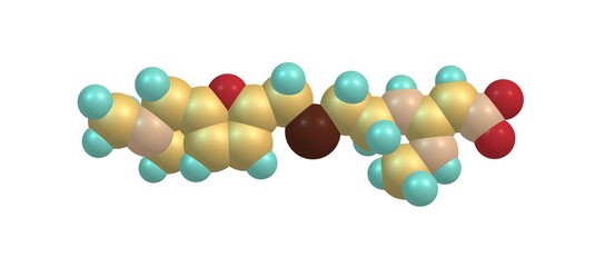 Ranitidine molecular structure isolated on white
