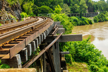 Railway of history in world war 2nd, Kanchanaburi province, Thailand.