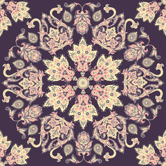Seamless pattern with Indian style mandala. Floral vector background