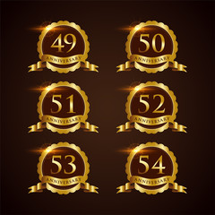 Luxury Badge Anniversary 49-54 Vector Illustrator Eps.10