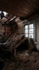 Winter day in old, abandoned house