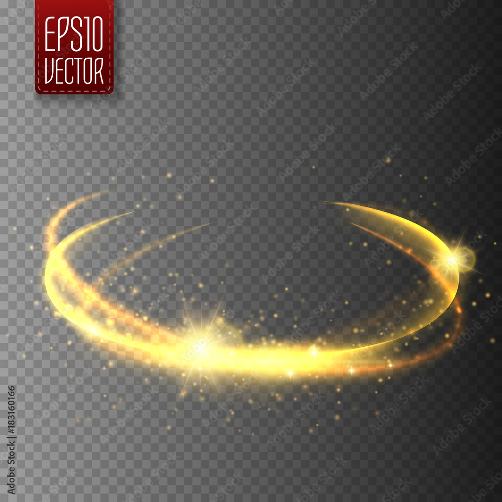 Poster golden light effect. magic circle glow. vector