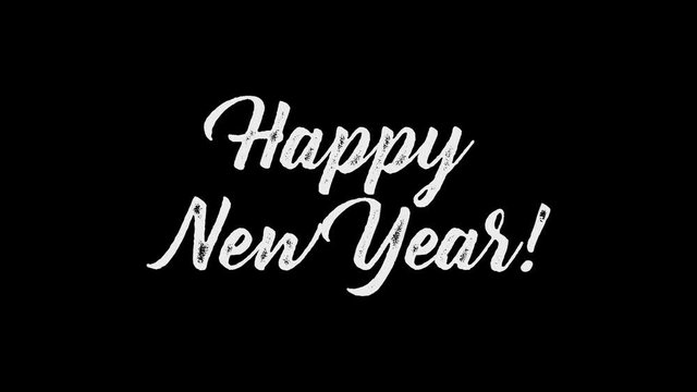 Happy New Year Handwriting Animation. Calligraphy motion graphics. Happy New Year Flat animation. Available in 4K FullHD and HD video 2D render footage.
