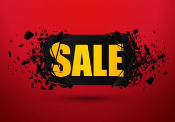 Sale Background. Vector Banner with explosion effect and glow.